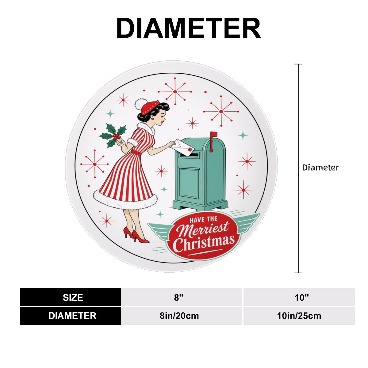 Mid-Century Modern Merriest Christmas Ceramic Decorative Plate