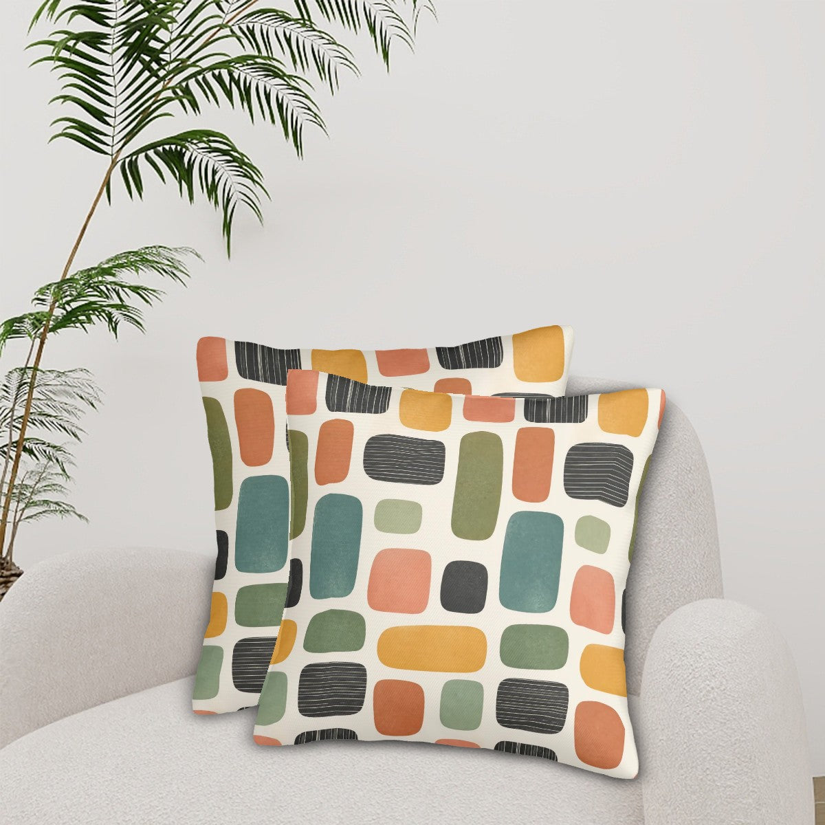 Mid-Century Modern Soft Block Pillow Cover Set