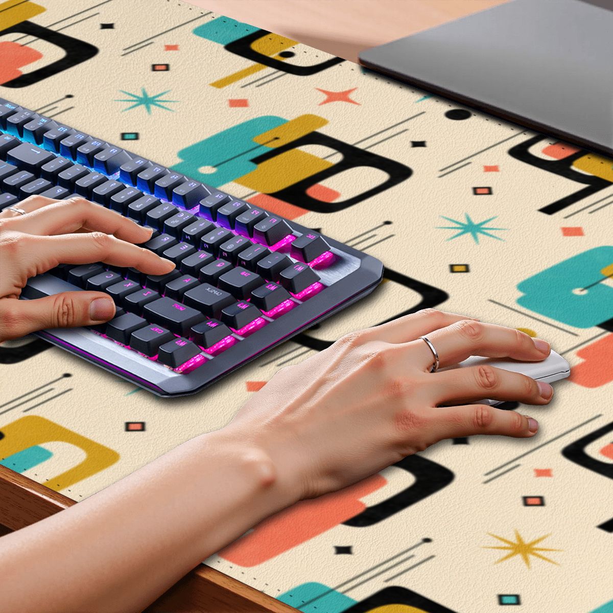 Mid-Century Modern Geometric Color Field Extended Mouse Pad