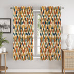 Mid-Century Modern Blackout Curtains — Ogee Leaf Drift, 2 Panels (52"×63")