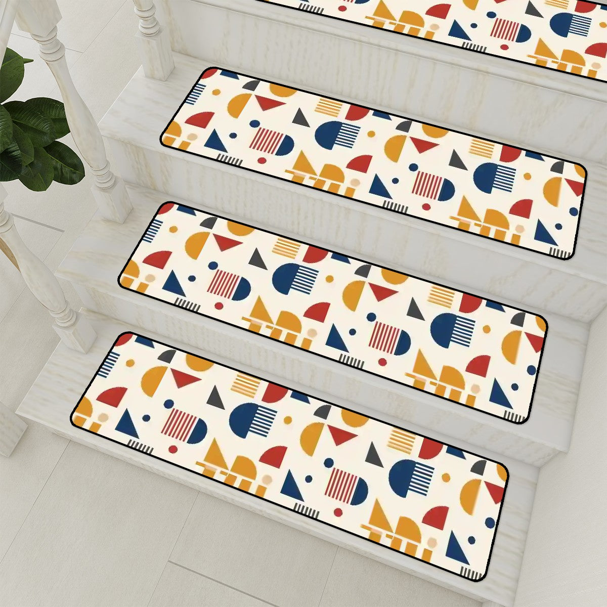Bauhaus Geometric Color-Block Stair Tread Set