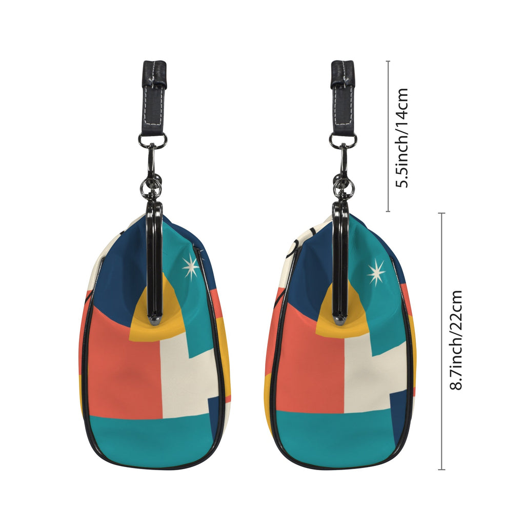 Atomic Cat Colorblock Kiss-Lock Crossbody Bag
