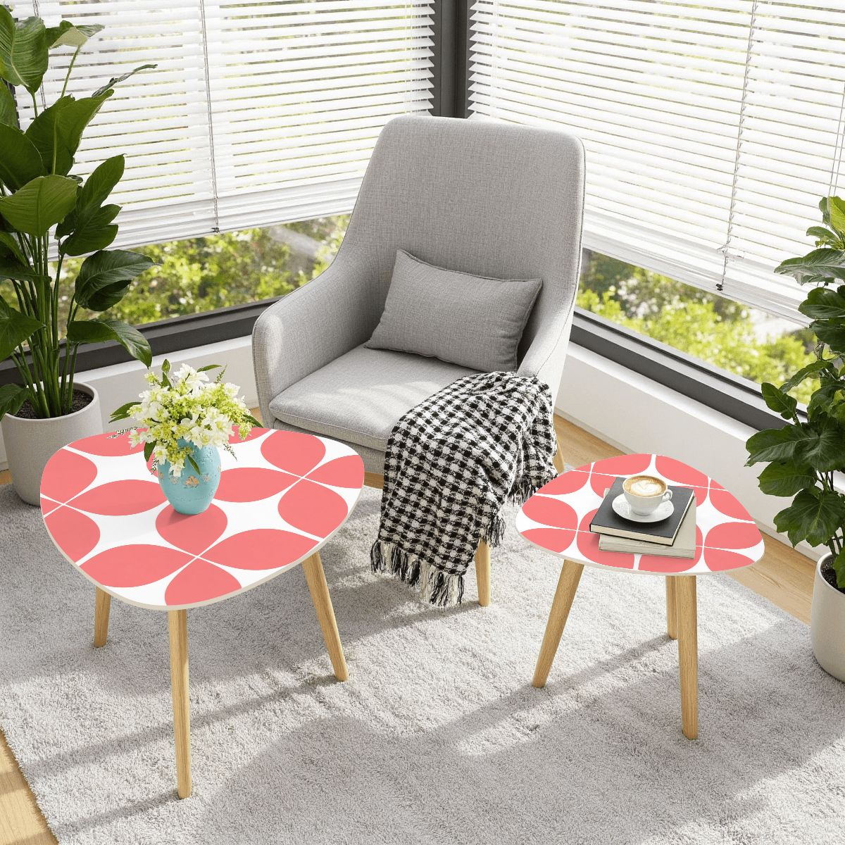 Mid-Century Modern Pink Atomic Nesting Tables