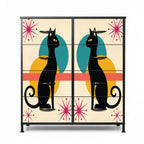 Mid-Century Modern Atomic Cat Pair 8-Drawer Dresser