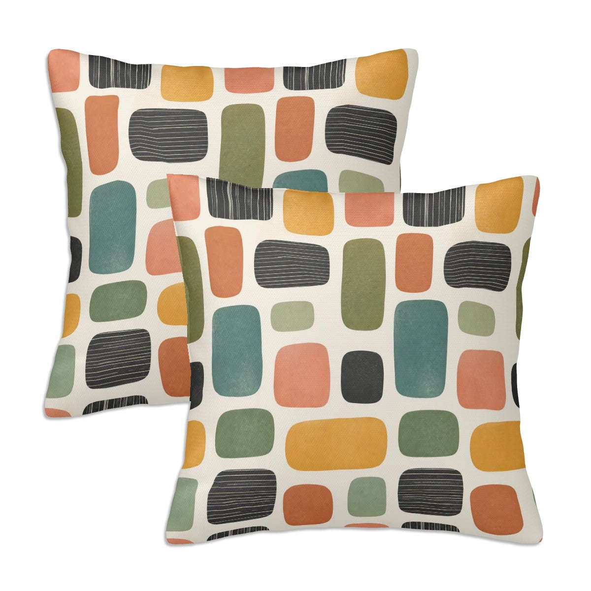 Mid-Century Modern Soft Block Pillow Cover Set