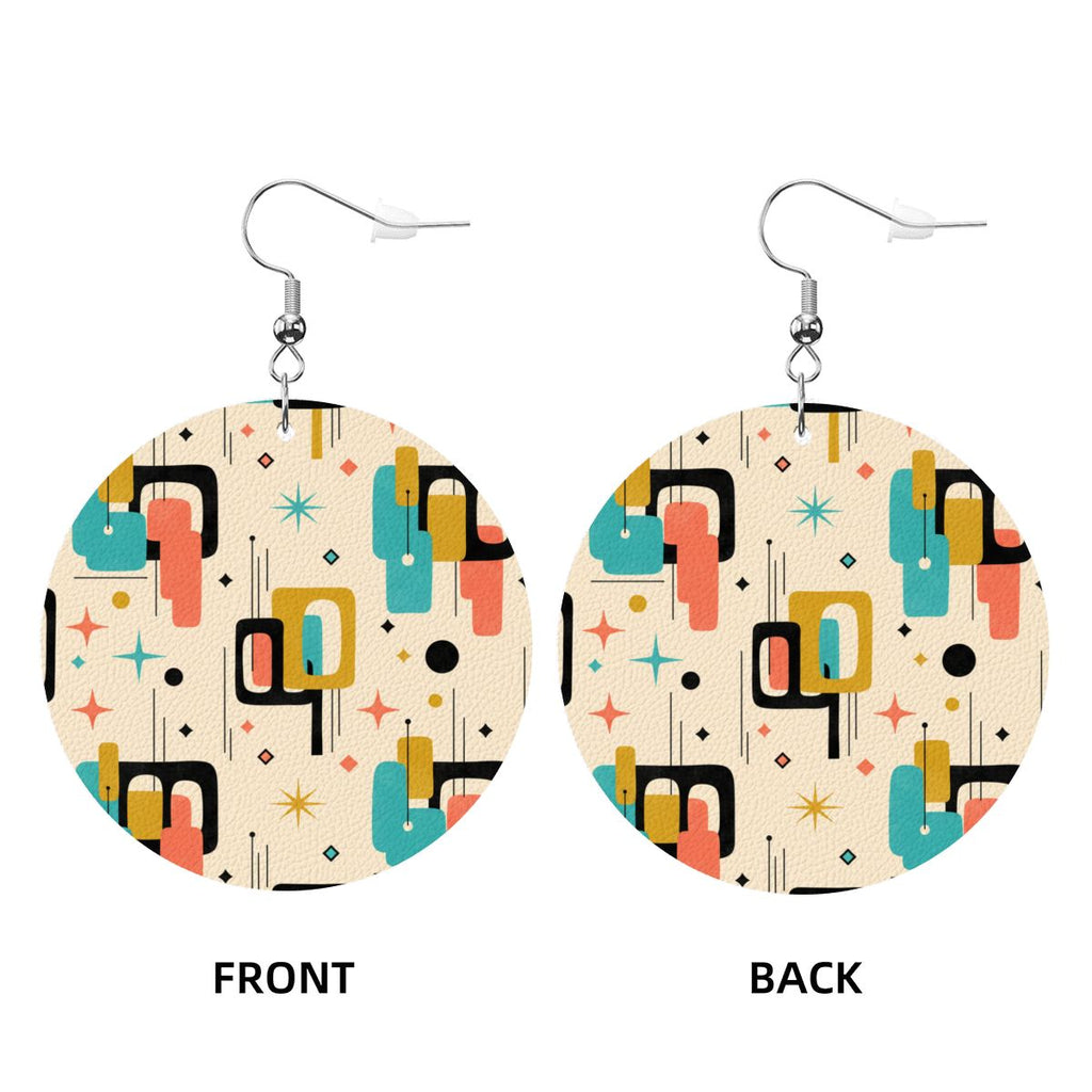 Mod Abstract Round Earrings | Mid-Century Modern Statement Drops