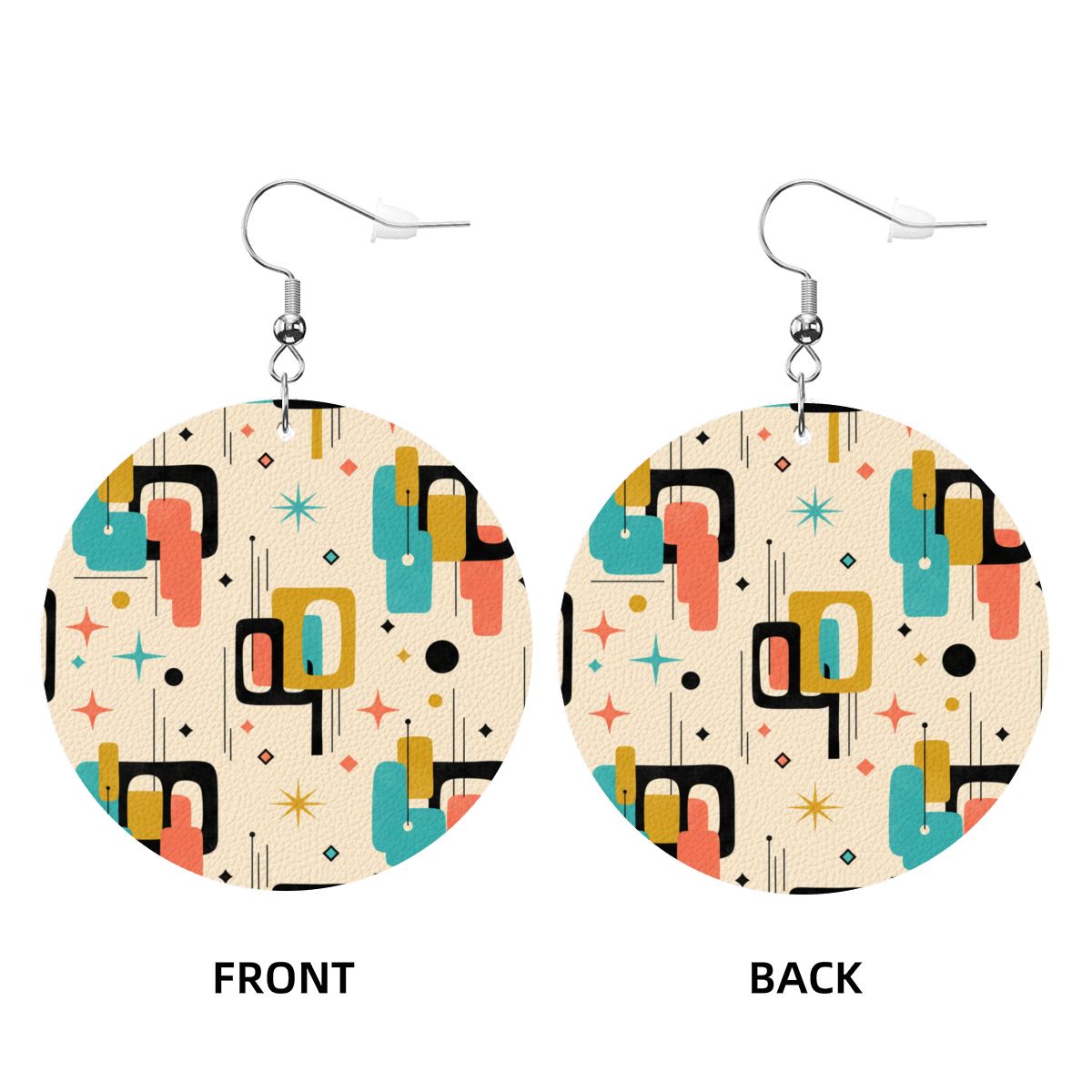 Mod Abstract Round Earrings | Mid-Century Modern Statement Drops