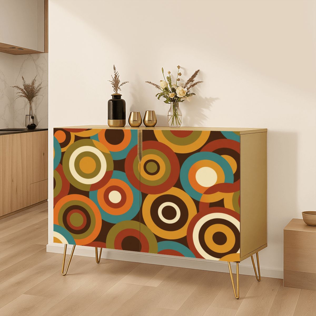 Mid-Century Modern Concentric Circle Storage Cabinet, Made in USA