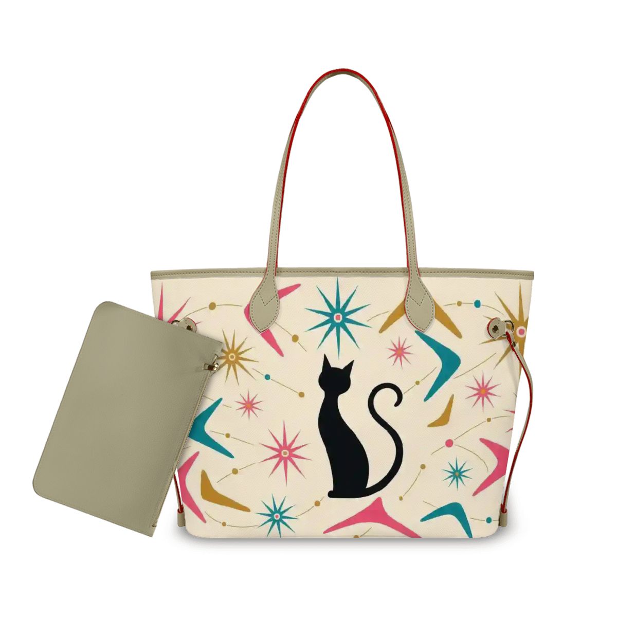 Mid-Century Modern Atomic Cat Starburst Tote Bag