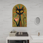 Mid-Century Modern Atomic Cat Sunburst Arched Canvas