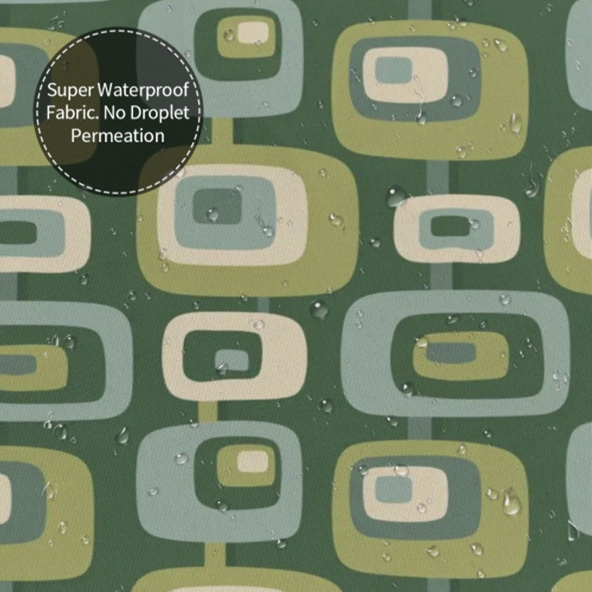 Mid-Century Modern Olive Green Geometric Shower Curtain, 60 × 72 in