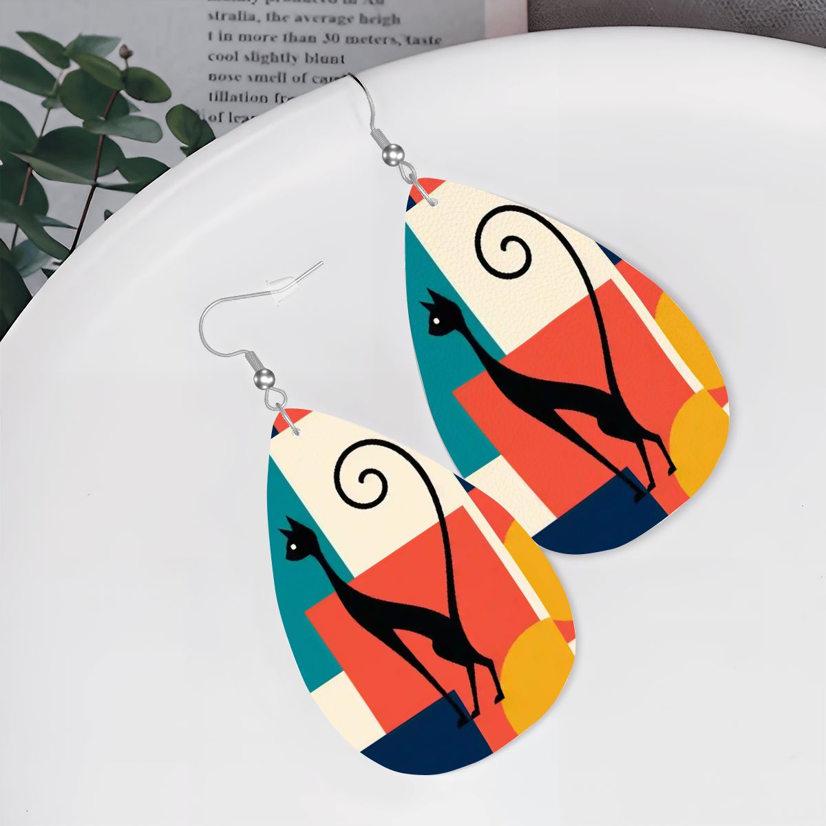 Atomic Color-Block Mid-Century Modern Drop Earrings