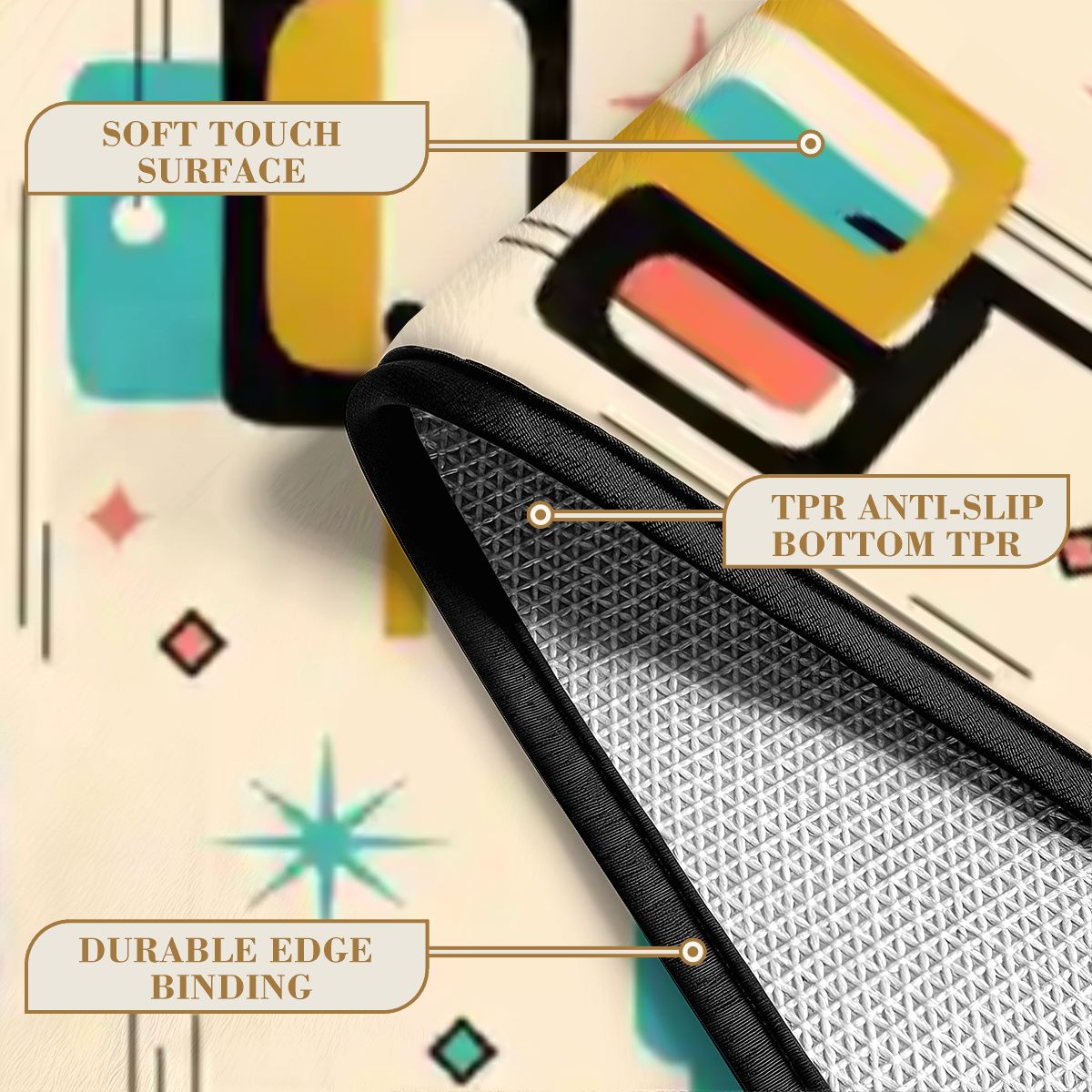 Mid-Century Modern Abstract Geometry Runner Rug
