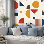 Mid-Century Modern Bauhaus Geometric Peel-and-Stick Wallpaper