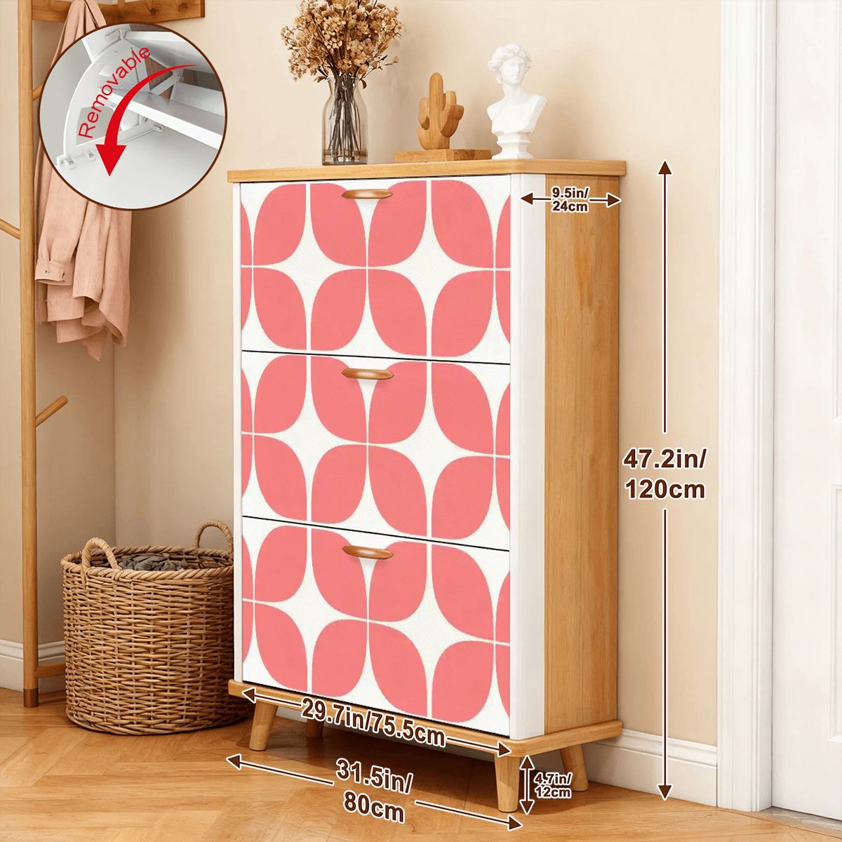 Mid-Century Modern Geometric Shoe Cabinet
