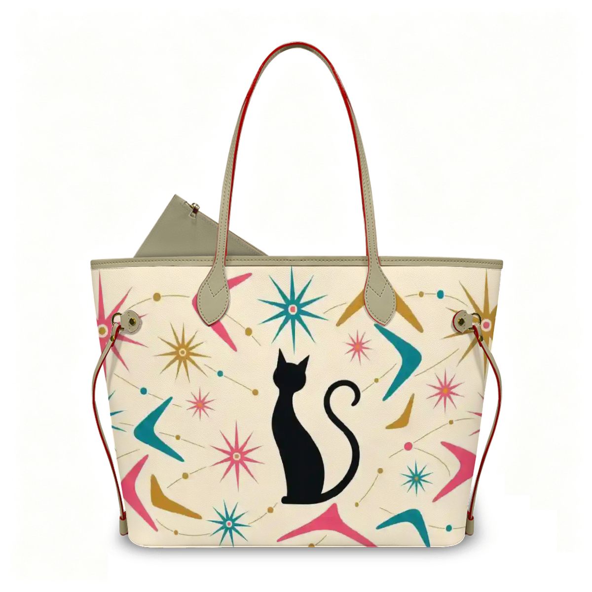 Mid-Century Modern Atomic Cat Starburst Tote Bag