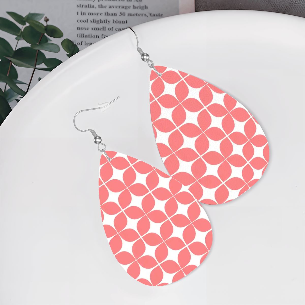 MCM-Era Atomic Circle Print Teardrop Earrings