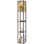 Mid-Century Modern Sunburst Print Shelf Floor Lamp