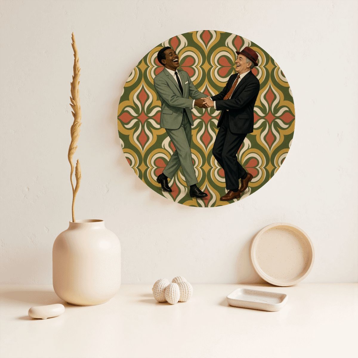 Mid-Century Modern Gay Couple Art Deco Ceramic Decorative Plate