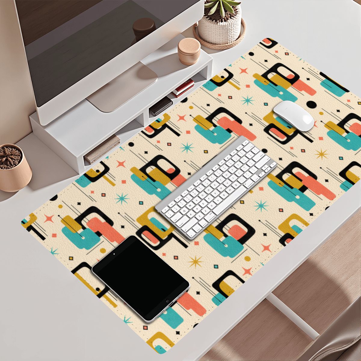 Mid-Century Modern Geometric Color Field Extended Mouse Pad