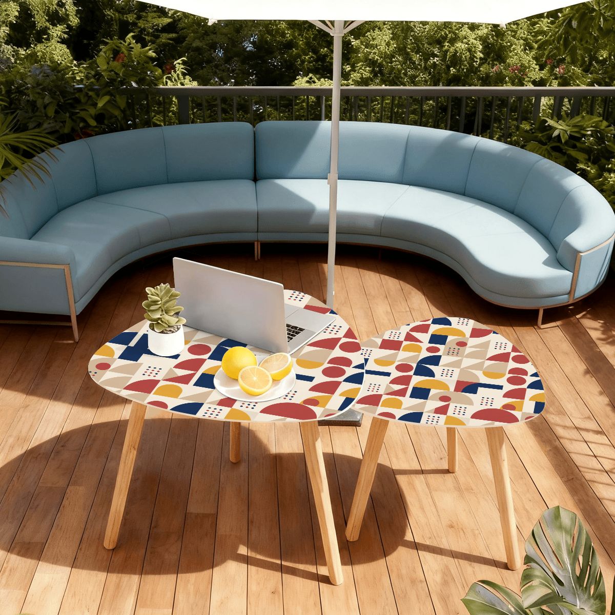 Bauhaus Geometric Nesting Coffee Table Set