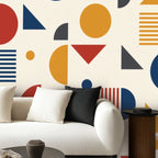 Mid-Century Modern Bauhaus Geometric Peel-and-Stick Wallpaper