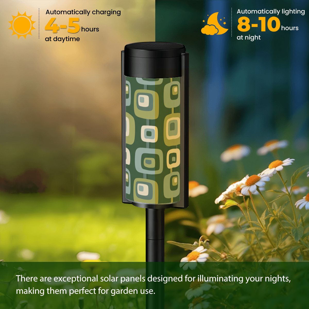Mid-Century Geometric Solar Garden Light Set