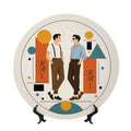 Mid-Century Modern Gay Couple Geometric Ceramic Decorative Plate
