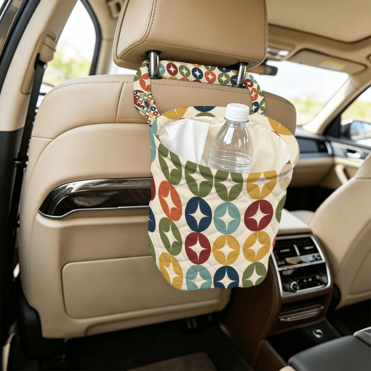 Atomic Starburst Quilted Car Trash Bin