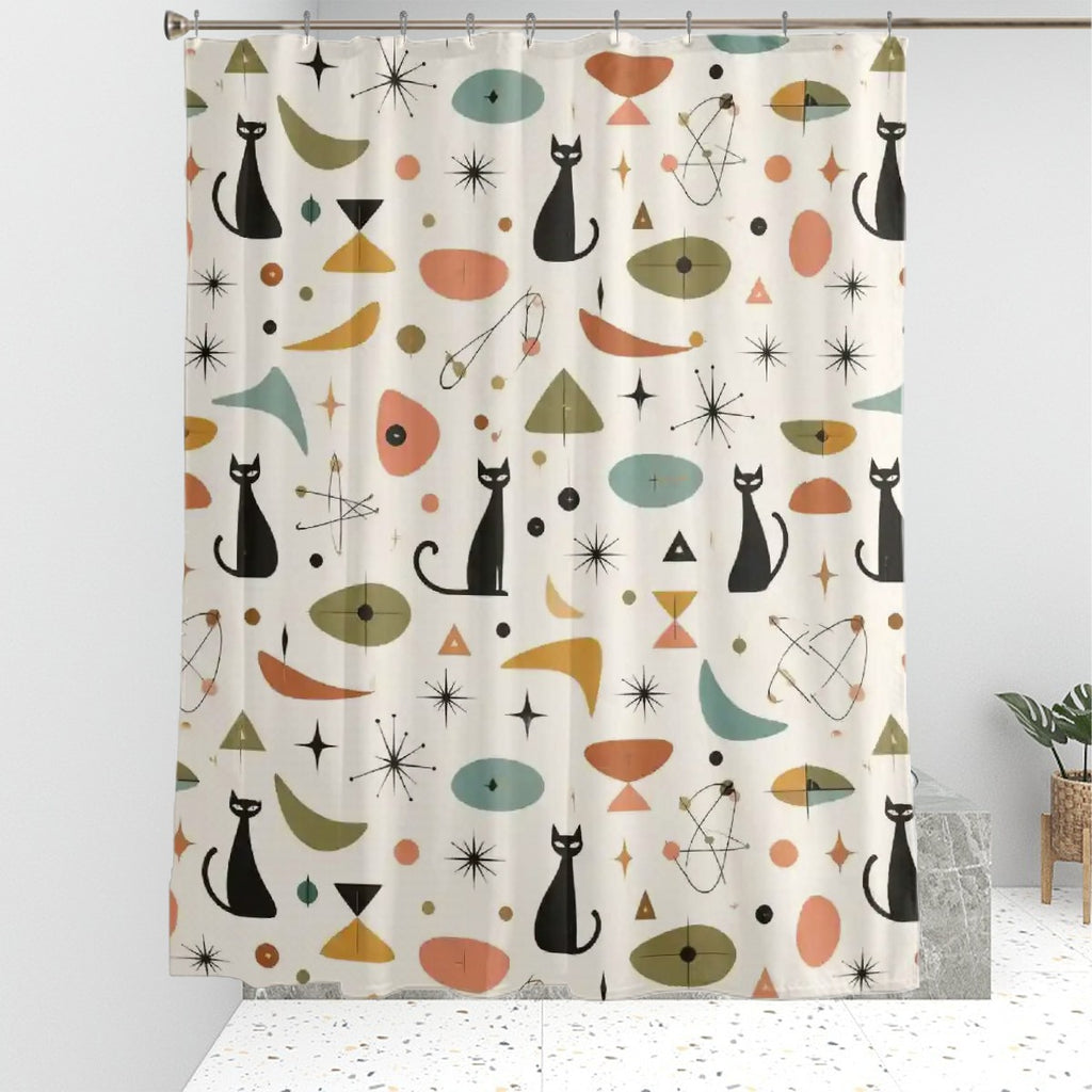 Mid-Century Modern Space Age Garden Shower Curtain