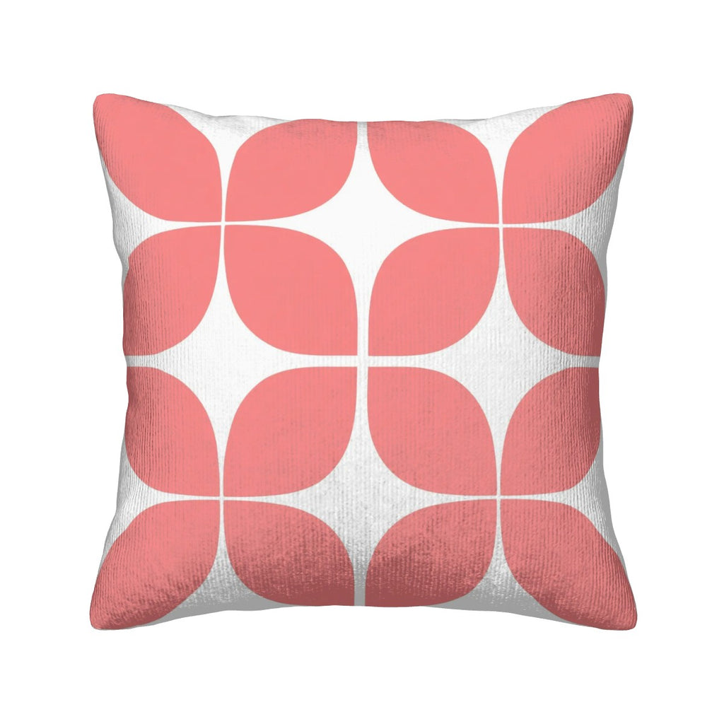 Mid-Century Modern Coral Grid Corduroy Pillow
