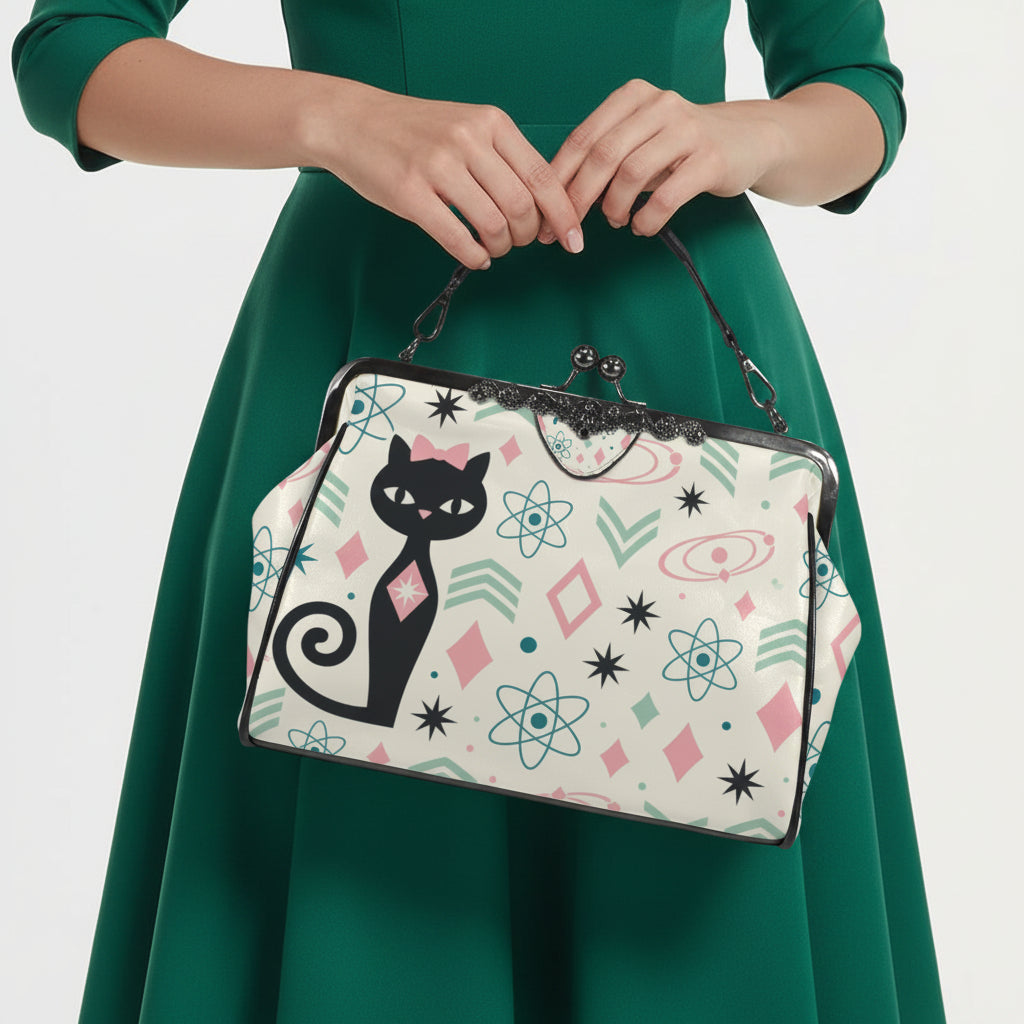 Atomic Cat Kiss-Lock Crossbody Bag
