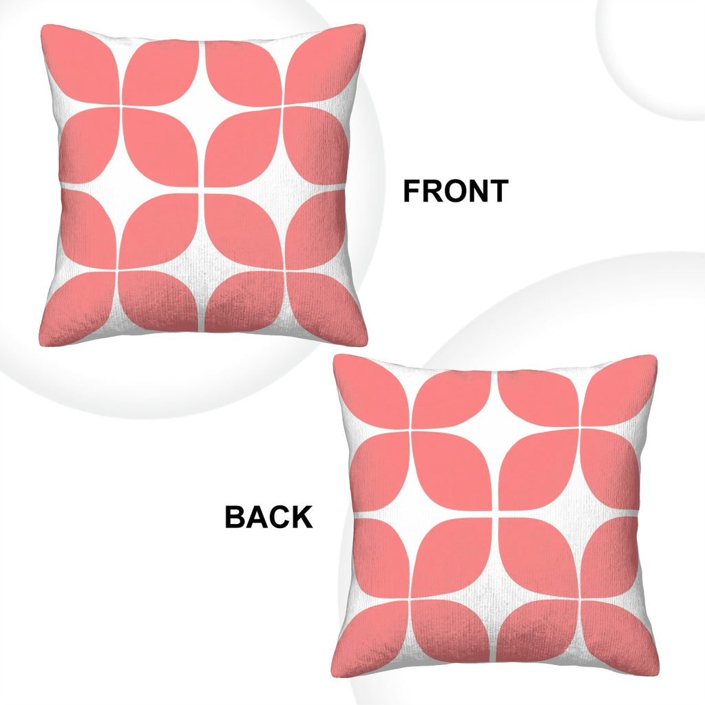 Mid-Century Modern Coral Grid Corduroy Pillow