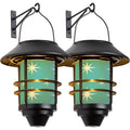 Mid-Century Modern Green Starburst Solar Wall Lights, 2-Piece Set