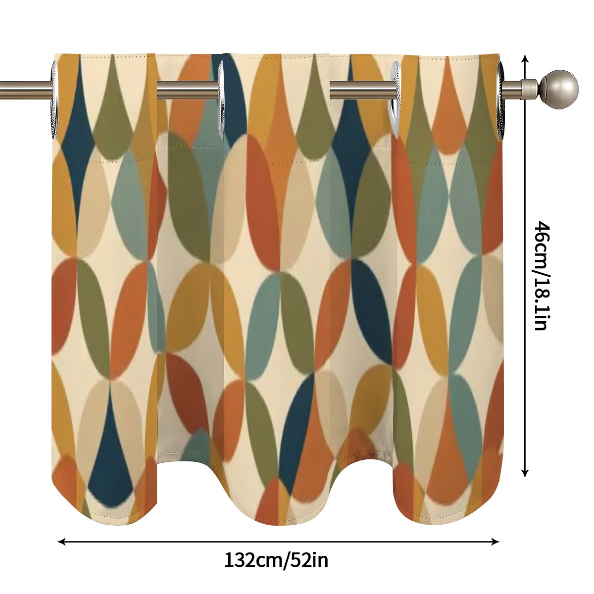 Mid-Century Modern Teardrop Geometric Window Valance