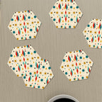 Mid-Century Modern Atomic Starburst Hexagon Coasters, Set of 6