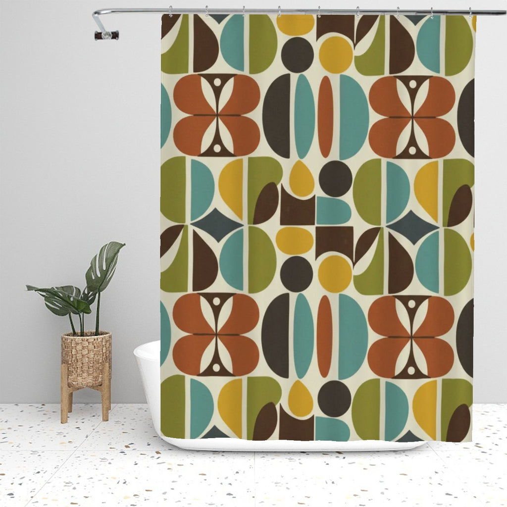 Mid-Century Modern Atomic Pebble Shower Curtain