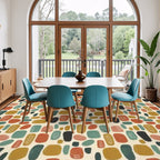 Mid-Century Modern Pebble Area Rug | Non-Slip Plush Floor Carpet