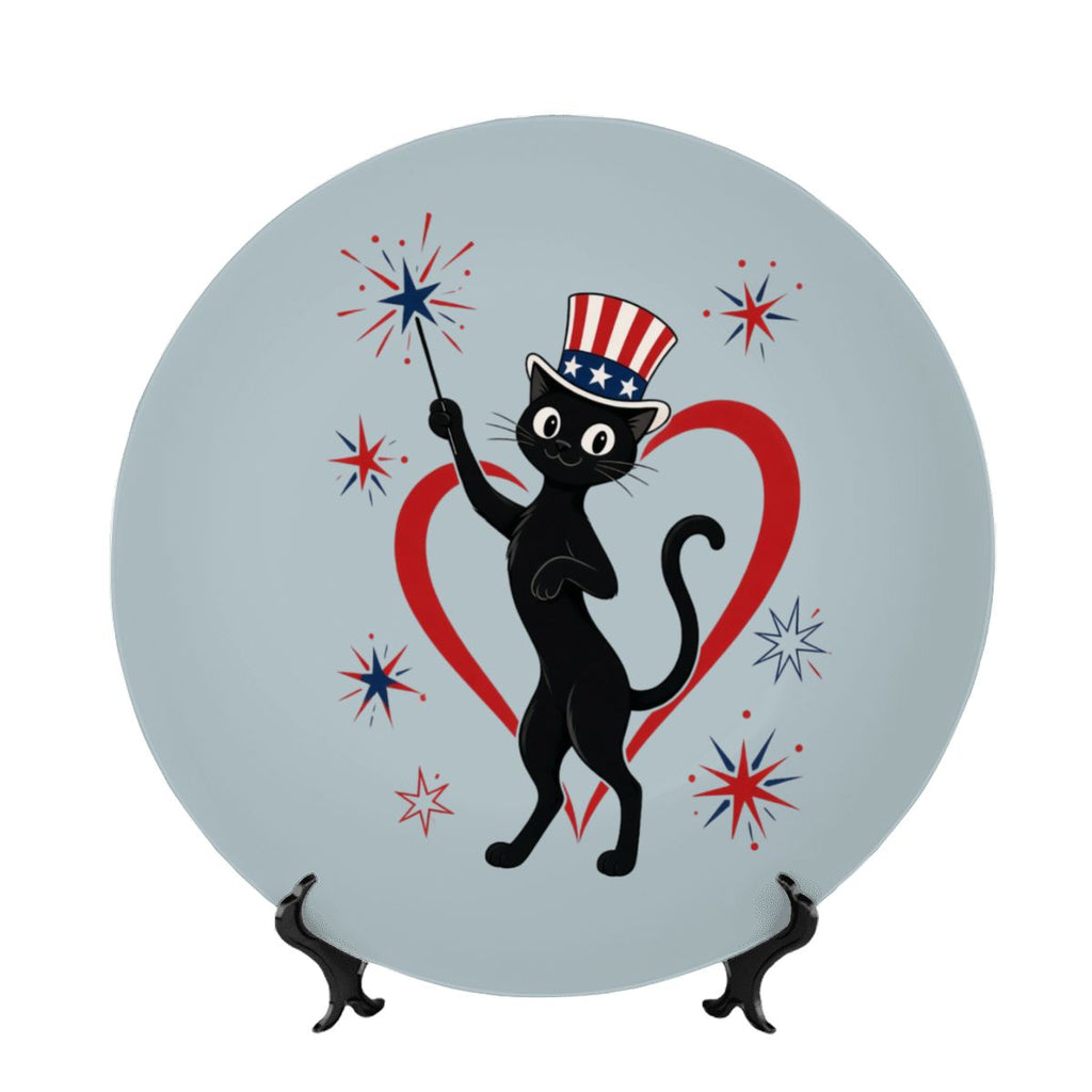 Mid-Century Modern Fourth of July Atomic Cat Plate