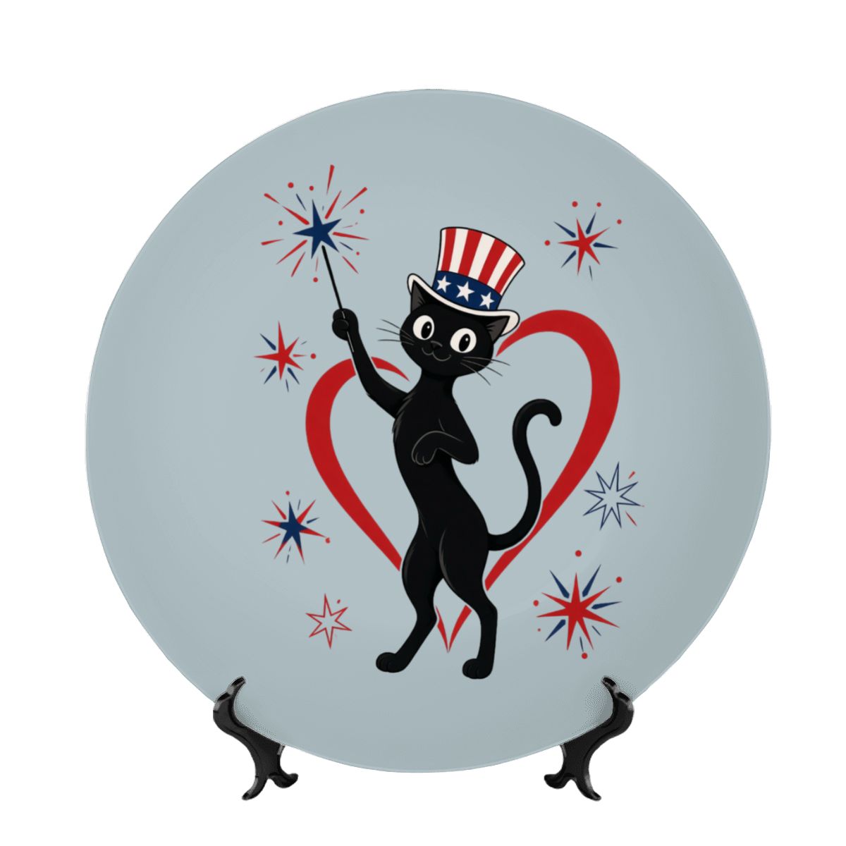 Mid-Century Modern Fourth of July Atomic Cat Plate