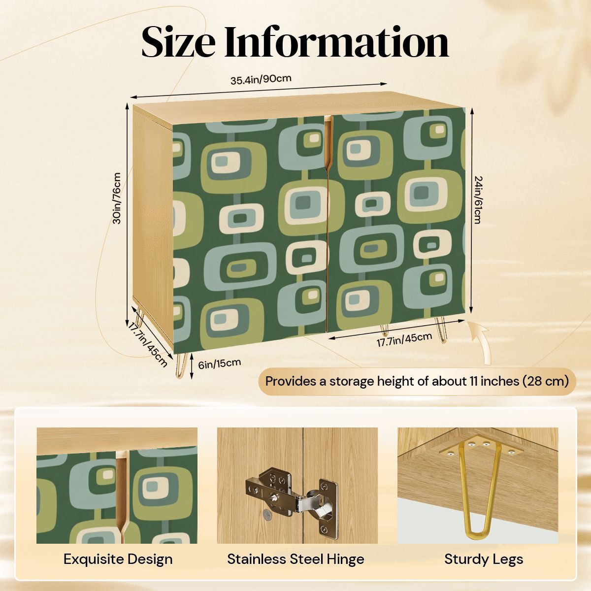 Olive Mod Squares Mid-Century Storage Cabinet
