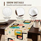Mid-Century Illustrated Geometric Table Runner