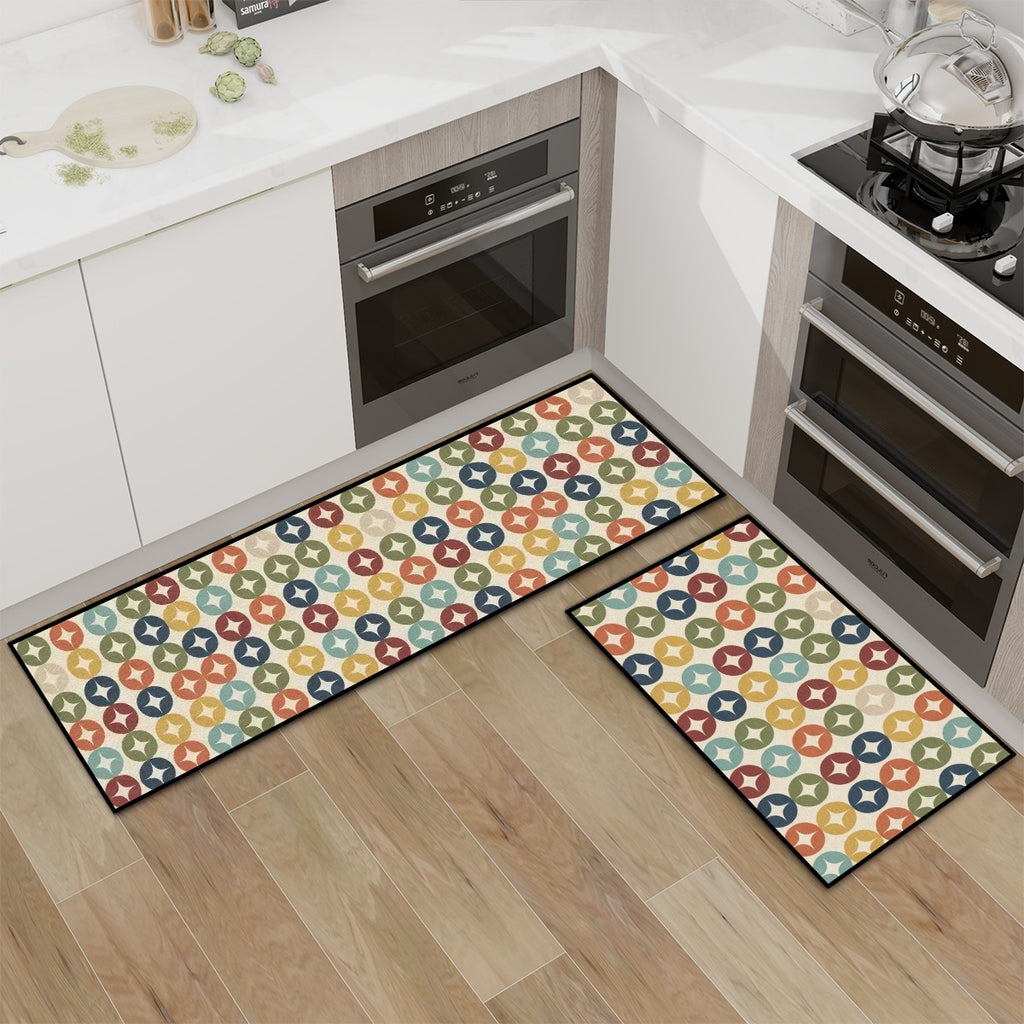 Mid-Century Modern Geometric Kitchen Mat Set