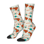 Mid-Century Modern Multicolor Boomerang Motif Crew Socks