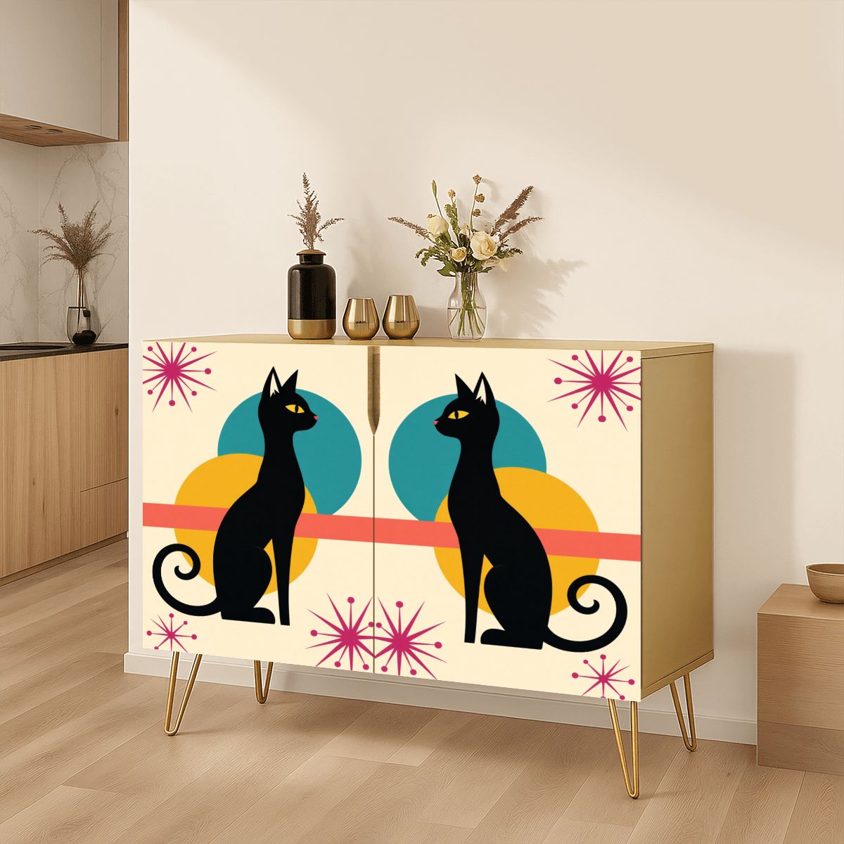 Mid-Century Modern Cat Storage Cabinet, Made in USA