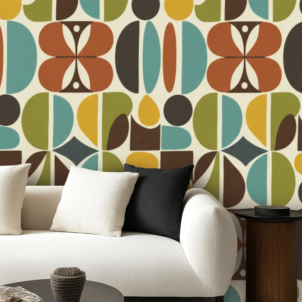 Biomorphic Color Field Mid-Century Peel-and-Stick Wallpaper