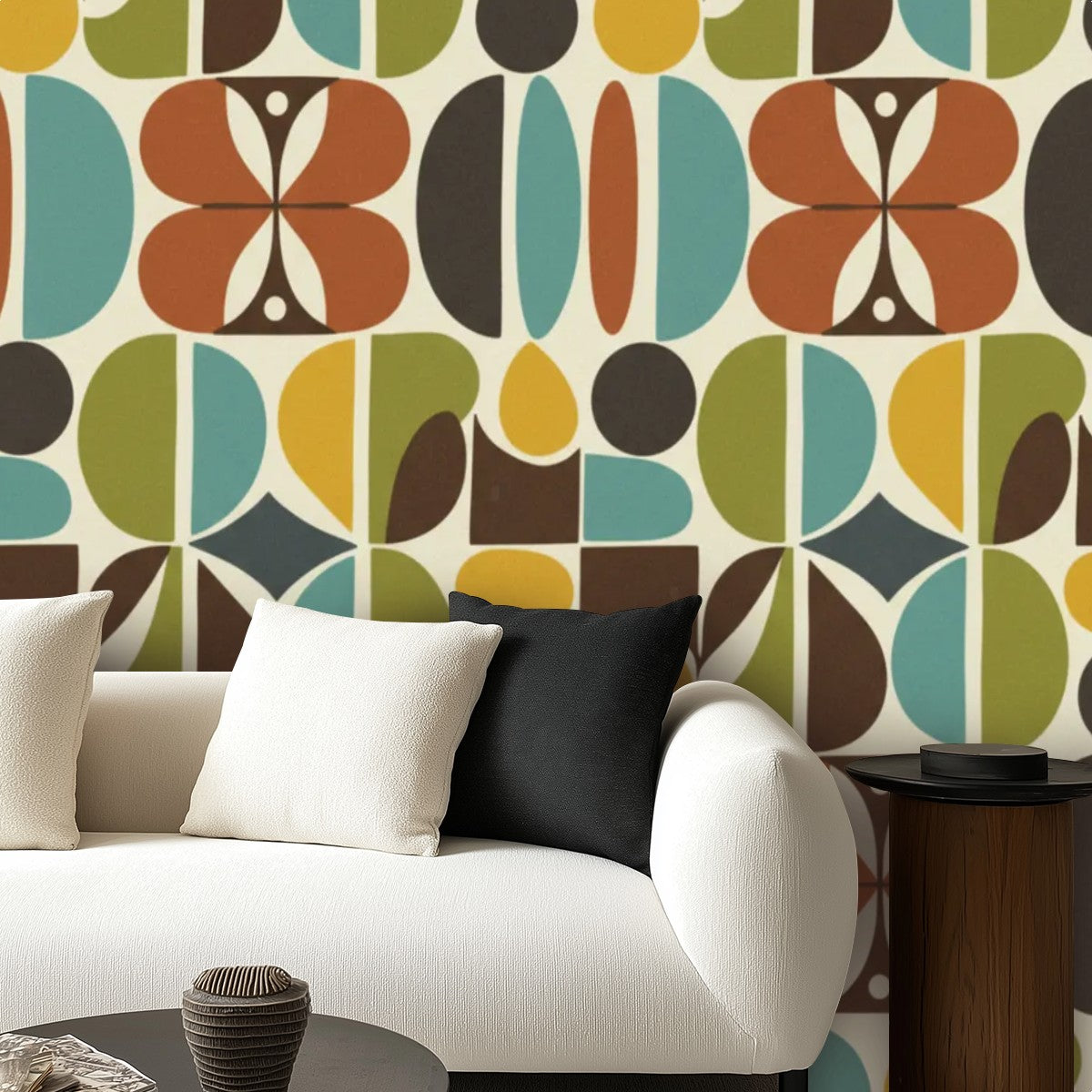 Biomorphic Color Field Mid-Century Peel-and-Stick Wallpaper