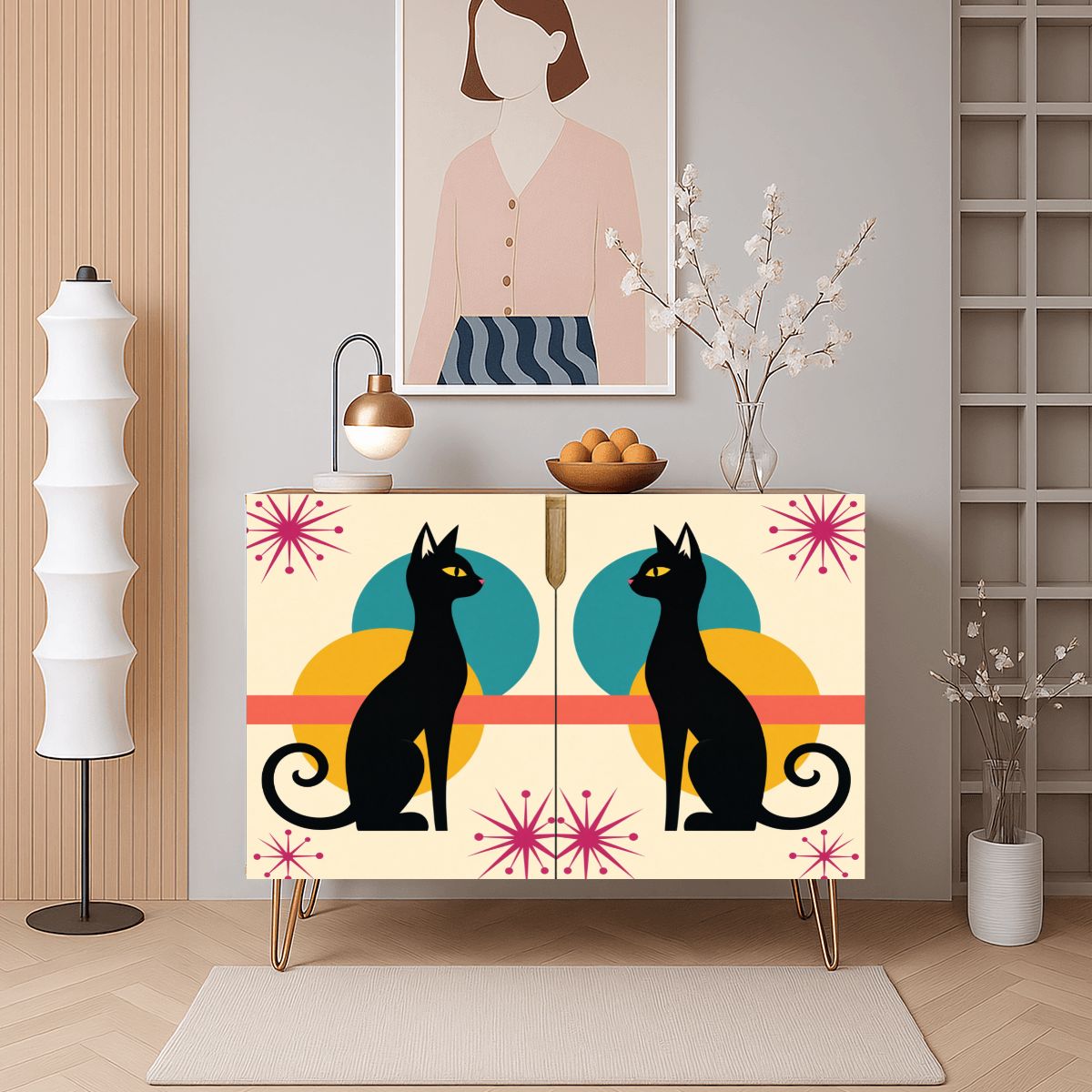 Mid-Century Modern Cat Storage Cabinet, Made in USA