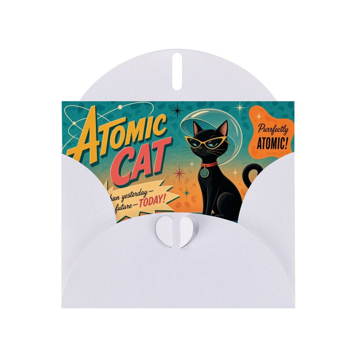 Atomic Cat Mid-Century Modern Greeting Card