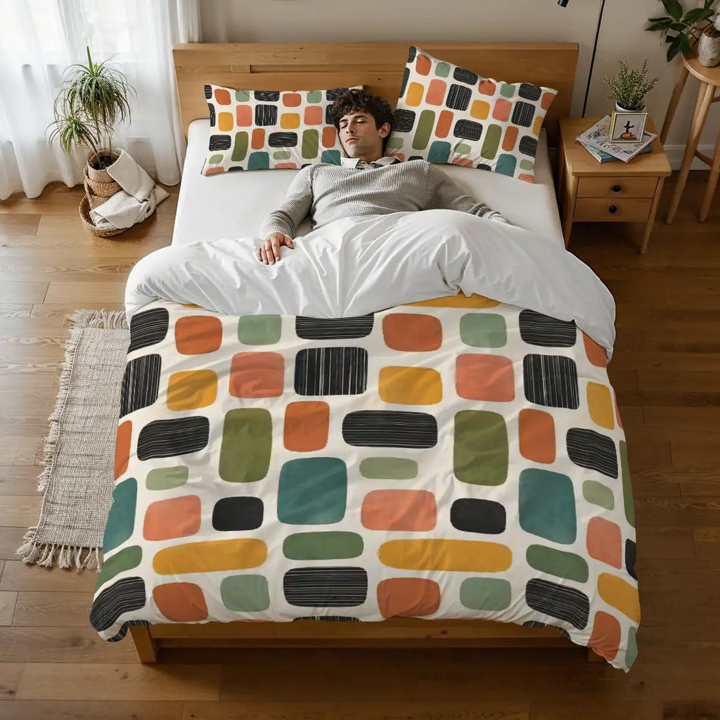 Retro Mosaic Mid-Century Modern Duvet Cover Set